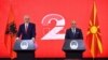 Прес конференција во Владата во Скопје на македонскиот премиер Димитар Ковачевски и албанскиот претседател Еди Рама по втората меѓувладина седница 