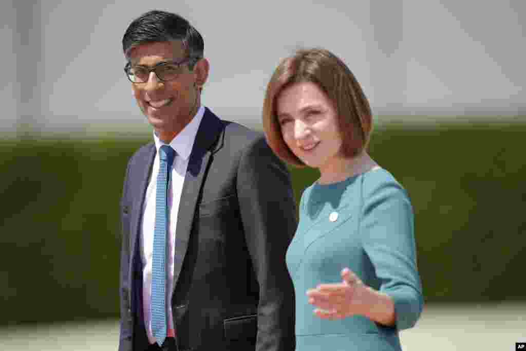 Premierul britanic Rishi Sunak și Maia Sandu, președinta R. Moldova.&nbsp;