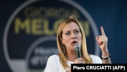 Liderka krajnje desne stranke Braća Italija Đorđa Meloni na skupu u Milanu, 11. septembar 2022.