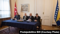 Dodik, Erdoan, Džaferović i Komšić u obraćanju medijima, Sarajevo, 6. septembar 2022.