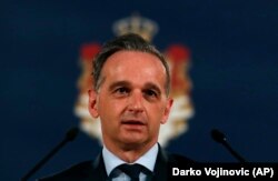 Heiko Maas német külügyminiszter belgrádi sajtótájékoztatóján, 2021. április 23-án