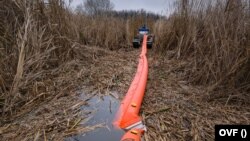 A vízügyesek próbálják vasárnap megakadályozni, hogy a szigetszentmiklósi olajszennyezés eljusson a Dunába.