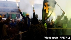 Protesta e minatorëve në Sarajevë më 23 nëntor 2021.