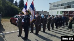 Studenti Kriminalističko-policijskog univerziteta i kadeti Vojne akademije u Beogradu uoči defilea, Prijedor, 7. jul 2024.