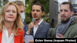 Cei trei candidați importanți la șefia USR: Elena Lasconi, Cristian Seidler și Radu Hossu.