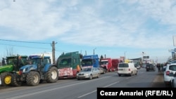 Protest la Afumați al transportatorilor și fermierilor.