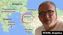 Ljupčo Palevski, prvoosumnjičeni za ubistvo Vanje Đorčevske i Panča Žežovskog. U pozadni mapa Turske i mjesta Belikesir u azijskom dijelu Turske, gdje Palevski, za kojim je prehodno izdata međunarodna potjernica.