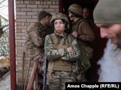 Csapatok az ukrajnai Luhanszki területen 2021 decemberében, nem sokkal a teljes körű orosz invázió megindulása előtt