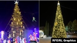 მარცხნივ - მილიონიანი ნაძვის ხე, მარჯვნივ - იმავე მილიონიანი ნაძვის ხის გადარჩენილი ნაწილი.