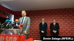 Elmedin Konaković, predsjednik stranke Narod i Pravda, Edin Forto, predsjednik Naše stranke i Nermin Nikšić, predsjednik SDP BiH.