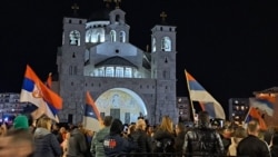 Slavlje ispred hrama SPC u Podgorici nakon pobjede Milatovića