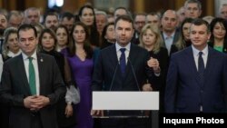 Liderii partidelor Alianței Drepta Unită, de la stânga la dreapta: Ludovic Orban (Forța Dreptei), Cătălin Drulă (USR) și Eugen Tomac (PMP)