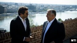 Orbán Viktor miniszterelnök fogadja André Venturát, a portugál Chega! párt elnökét a Karmelita kolostorban 2023. május 5-én