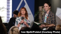 Izvršna direktorka Polekola Žaklina Živanović na skupu u Beogradu, 16. februar 2024.