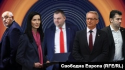 Колаж на Бойко Борисов, Мария Габриел, Делян Пеевски, Николай Денков и Кирил Петков. 