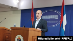 Ramiz Salkić, poslanik u Narodnoj skupštini bh. entiteta Republika Srpska, na konferenciji za medije u Banjaluci, 16. januara 2024.