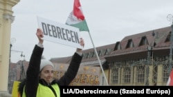 Gyöngy-Tóth Enikő a 2023. január 28-i demonstráción