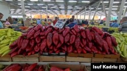 North Macedonia - red pepper in a Skopje market.
