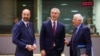 Predsjednik Europskog vijeća Charles Michel (s lijeva nadesno), glavni tajnik NATO-a Jens Stoltenberg i visoki predstavnik Europske unije za vanjske poslove i sigurnosnu politiku Josep Borrell sudjeluju na samitu čelnika Europske unije u Bruxellesu 29. lipnja 2023.