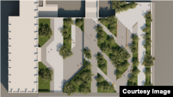 კანცელარიასთან გასაშენებელი პარკის ერთ-ერთი ესკიზი, ზედხედი