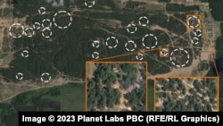 Gradnja utvrda na vojnom poligonu Repishcha u blizini okruga Asipovichy i nedaleko od kampa Wagner, 31. juli 2023.