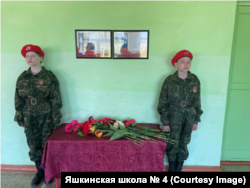 Yashkino's memorial to its fallen sons is in an elementary school.