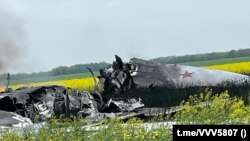 Imagine a bombardierului rusesc căzut în regiunea Stravropol la 19 aprilie, postată pe Telegram de guvernatorul Vladimir Vladimirov. 