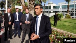 Британският премиер Риши Сунак в Израел. 