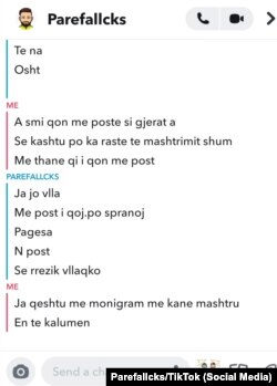 Biseda me "Parefallcks" në Tik Tok.