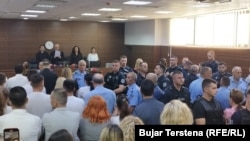 Fotografi e shkrepur gjatë shpalljes së aktgjykimit për rastin e vrasjes së Marigona Osmanit më 4 gusht 2023. 