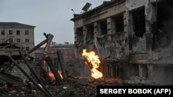 რუსეთის თავდასხმების შედეგად განადგურებული რაიონი ქალაქ ხარკოვის ცენტრში