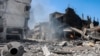 Ndërtesa të rrënuara nga lufta izraelite në Rripin e Gazës, 9 maj 2024.
