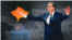 Presednik Srbije Aleksandar Vučić pored mape Kosova, ilustracija