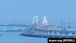 Работы по фортификации Керченского моста. Крым, июль 2024 года