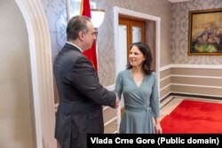 Njemačka inicirala rezoluciju: Ministri vanjskih poslova Crne Gore i Njemačke Filip Ivanović i Analena Berbok u Podgorici, mart 2024.