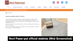 Za "rekordnu ugradnju asfalta" u februaru, firma se pohvalila na svojoj internet stranici.