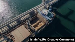 Grain from Ukraine is pictured in a vessel involved in the Black Sea Grain Initiative. (file photo)