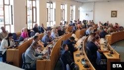 Заседание на стария общински съвет в София. 