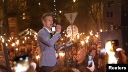 Петър Магяр по време на протеста във вторник