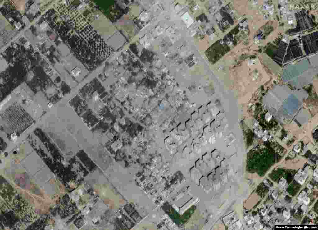 Satelitski prikaz grada Atatra, Pojas Gaze, 10. maja 2023. i 26. oktobra 2023.&nbsp;