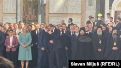 Највисоките функционери на Србија и Република Српска и претставници на Србите од регионот во храмот „Свети Сава“ во Белград, 8 јуни 2024 г.