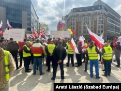 Kelet-európai gazdák tüntetése Brüsszelben 2023. május 23-án