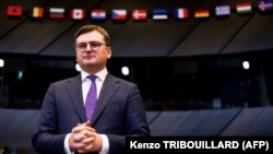 Ministrul de Externe al Ucrainei, Dmitro Kuleba, la lucrările Comisiei NATO-Ucraina în timpul unei reuniuni a miniștrilor de externe ai Alianței, Bruxelles, 4 aprilie 2023.
