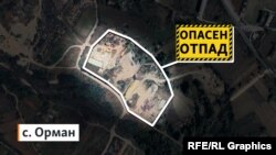 Мапа на депониран опасен отпад близу село Орман