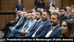 Predsjednik Crne Gore Jakov Milatović i gradonačelnik Nikšića Marko Kovačević sa saradnicima na svečanosti 3. jula