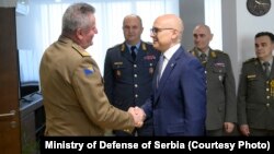 Susret ministra odbrane Srbije Miloša Vučevića sa načelnikom Zajedničkog štaba Oružanih snaga Bosne i Hercegovine general-majorom Gojkom Kneževićem, 20. mart 2024. 