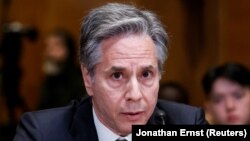 U.S. Secretary of State Antony Blinken testifies at a Senate subcommittee hearing on his department's proposed budget request for fiscal year 2024 in Washington on March 22.