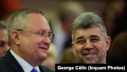 Liderii PSD și PNL, Marcel Ciolacu și Nicolae Ciucă, într-una dintre ipostazele de bună înțelegere și colaborare în numele stabilității 