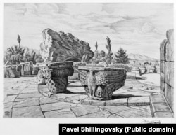 Фрагменти от катедралата Звартноц, близо до Ереван.