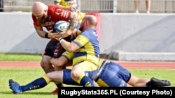 კოკა მურაჩაშვილი პოლონეთის სარაგბო ლიგის ერთ-ერთი მატჩის დროს